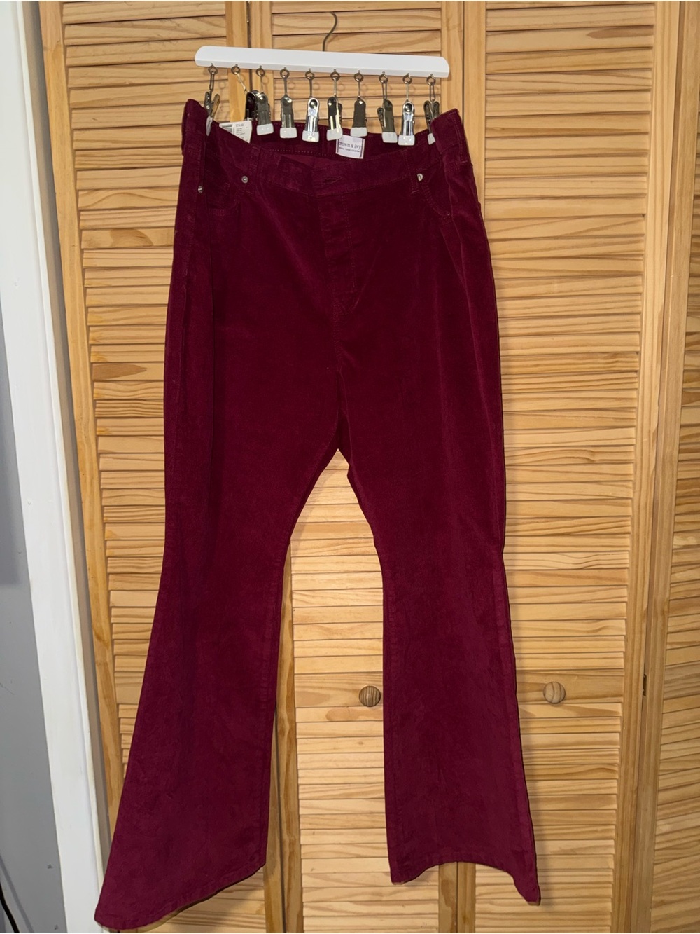 crown & ivy Wine Corduroy Flare Jeans